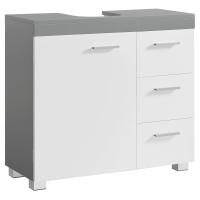 Mueble bajo lavabo para baño blanco, 3 cajones, 2 compartimentos, apto para lavabos de pie, con pedestal - details 14