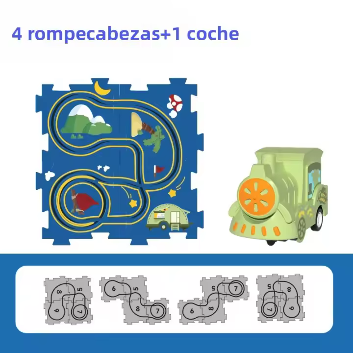 Juguete Educativo De Rompecabezas Eléctrico Para Niños Coche De Carril De Rendija Modelo De Tren Juego Interactivo De Desafío Cerebral - 1