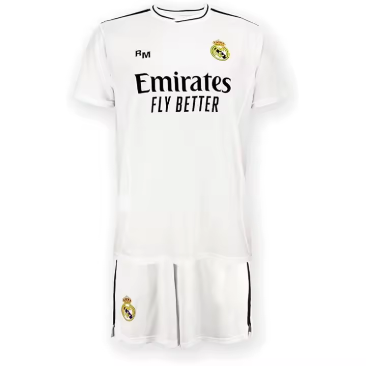 Real Madrid - Conjunto Camiseta y Pantalón Primera Equipación Temporada 24-25, Blanca, Replica con Licencia Oficial - 1