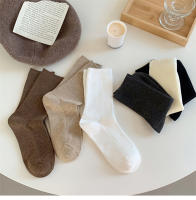 Calcetines De Mujer Estilo Retro Breves De Color Sólido Casual Transpirables Para Otoño E Invierno Suaves Y Cómodos - details 9