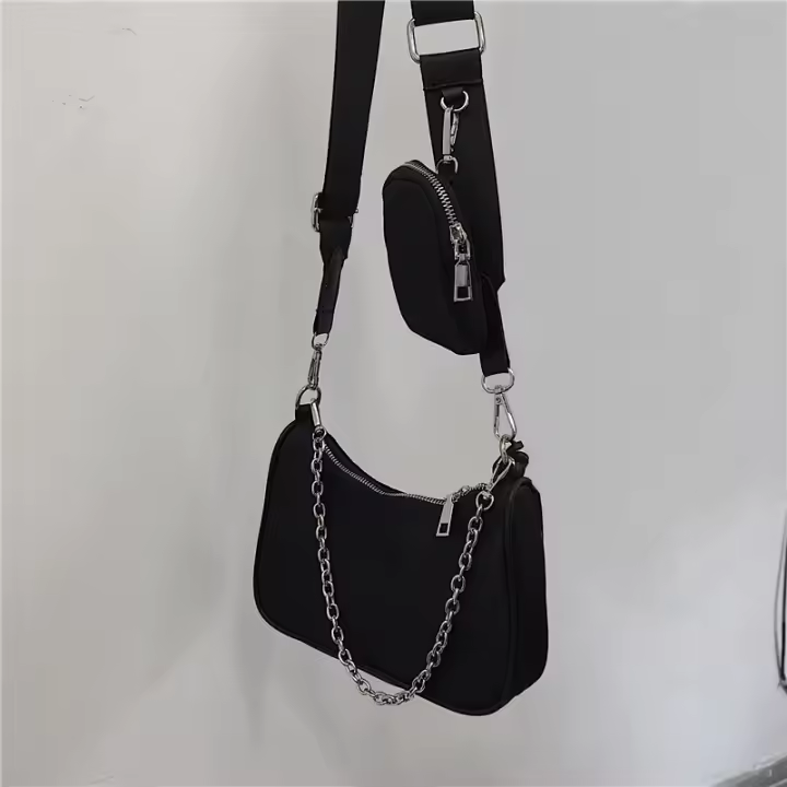 Bolso De Hombro Para Mujer De Lujo Diseñador Vintage Nylon Bolso Hobo Moda Cadena Underarm Bolsos Cruzados De Moda - 1