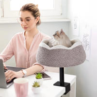 Cama Elevada para Gatos con Soporte Ajustable y Anclaje a Mesa – Cuna Suspendida Ultra Suave con Forro Cálido, Altura Regulable, Ahorra Espacio, Ideal para Gatos que Aman Dormir en Alto y Vigilarlo Todo - details 3