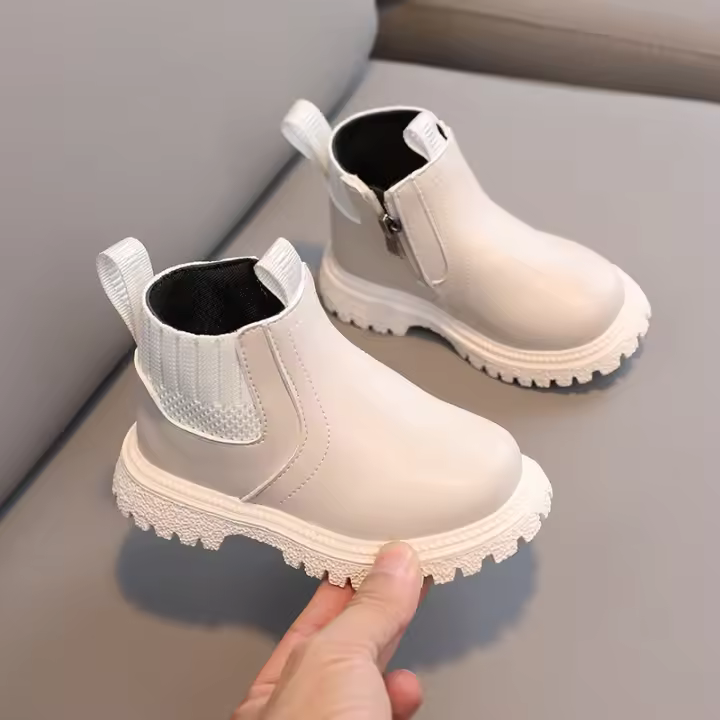 Botas De Invierno Para Niños Y Niñas Estilo Británico Con Cierre De Cremallera Lateral Antideslizantes De Cuero Transpirables Talla True Fit - 1