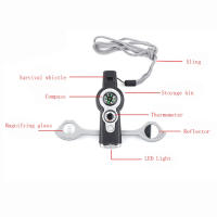 Linterna De Supervivencia Multifuncional 7-en-1 Con Silbato Compás Termómetro Luz LED Reflector Magnificador Y Almacenamiento - details 5