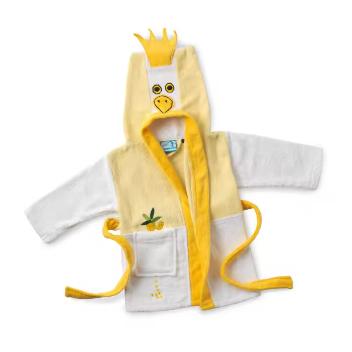 QUALITY TOWELS. ALBORNOZ infantil unisex BORDADO con aplicaciones y con una divertida capucha. Tejido 100% algodón de 400 grs/m2. Disponible en diferentes tallas y modelos. Ideal para los más pequeños de la casa. - 1