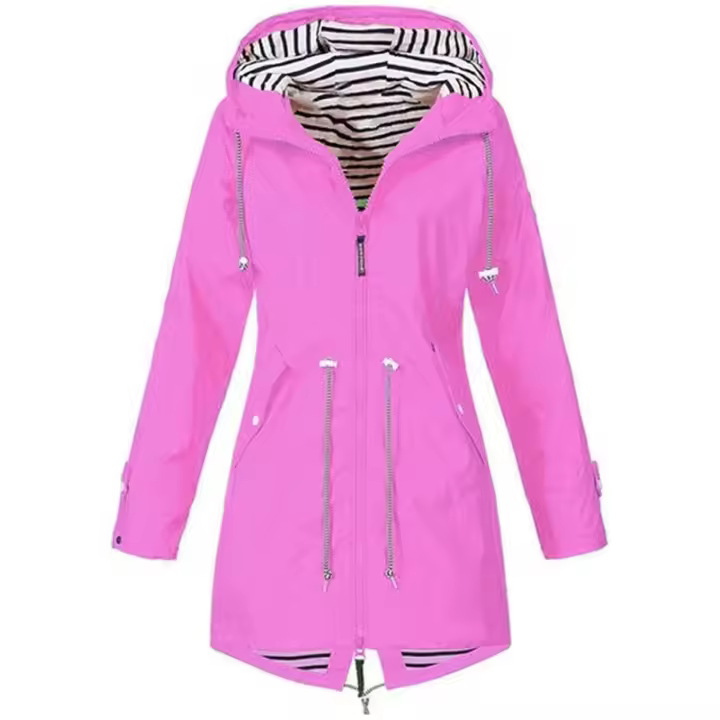 Chaqueta De Lluvia Para Mujer Ligera Impermeable Estilo Trench Con Cordón Ideal Para Caminatas Casuales Al Aire Libre - 1