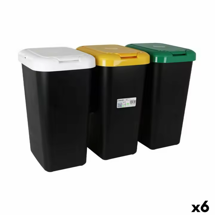 Cubo de Basura para Reciclaje Tontarelli Amarillo Blanco Verde (6 Unidades) - 1