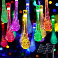 Luces De Cadena Solar De Gotas De Agua Impermeables Para Decoración Al Aire Libre Navidad Boda Fiesta Jardín Luz De Hada Multicolor Blanco Cálido - details 7