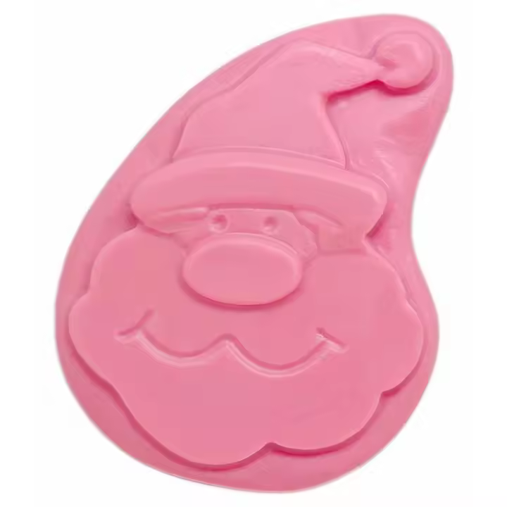 Molde de Silicona para Pastilla de Jabón con Rostro de Papá Noel Sonriente en Relieve | Antiadherente y Resistente | Ideal para Manualidades | 9 x 6,6 x 1,7cm - 1