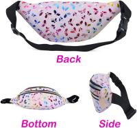 Riñonera de mariposa rosa, moderna, impermeable, de piel sintética, brillante, ajustable, para mujer, niña, para caminar y correr. - details 2