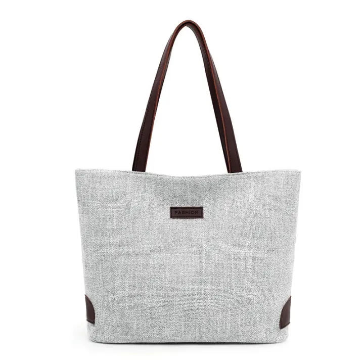 Bolso de mano de Lona informal para Mujer, Bolsa de hombro de gran capacidad, Ligera, de Bolsas, de Algodón y Lino, Con ASA, de viaje, Hobo - 1