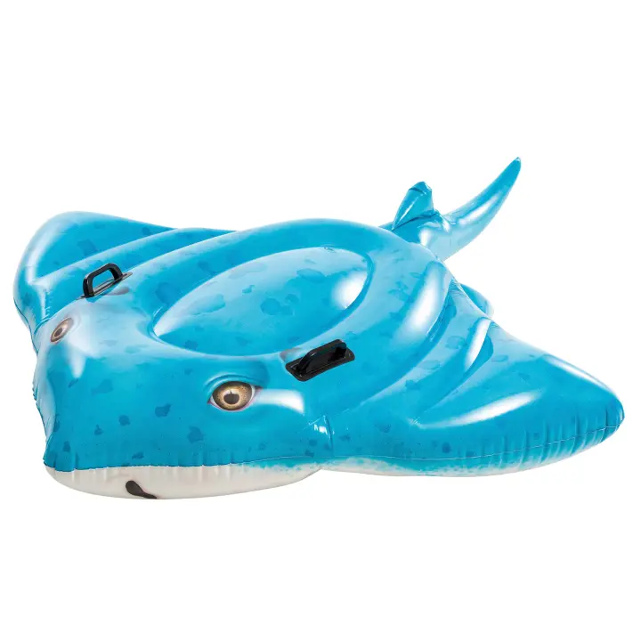 INTEX - Flotador hinchable, 145x185 cm, Diseño raya, Incluye parche reparación, Con 2 asas de sujeción, 2 cámaras de aire, Colchonetas de piscina, Hinchables playa, Juguete agua - 1