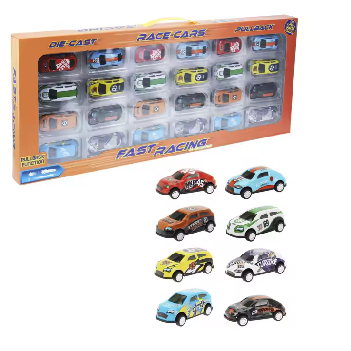 Well Home Set de 24 coches de 7,5cm con 8 diseños diferentes - 1