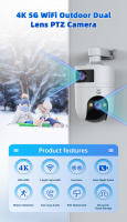 Cámara PTZ 4K IP Exterior Impermeable Con Lente Dual 5G WiFi Seguridad Vigilancia De Video Monitorización De Bebé Auto Tracking - details 0