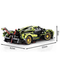 Bloques De Construcción De Coche Deportivo T1005 Electroplata Dorada 1:14 1309PCS Juguete Tecnológico De Carreras Para Adultos Y Niños - details 8