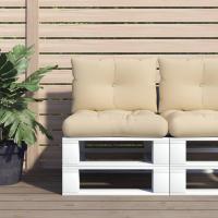 vidaXL Cojines para palets 2 unidades tela estampado de hojas en color Diseño de hojas/Azul/Azul real y más | acolchados duraderos para sofás de jardín terraza exterior - details 9
