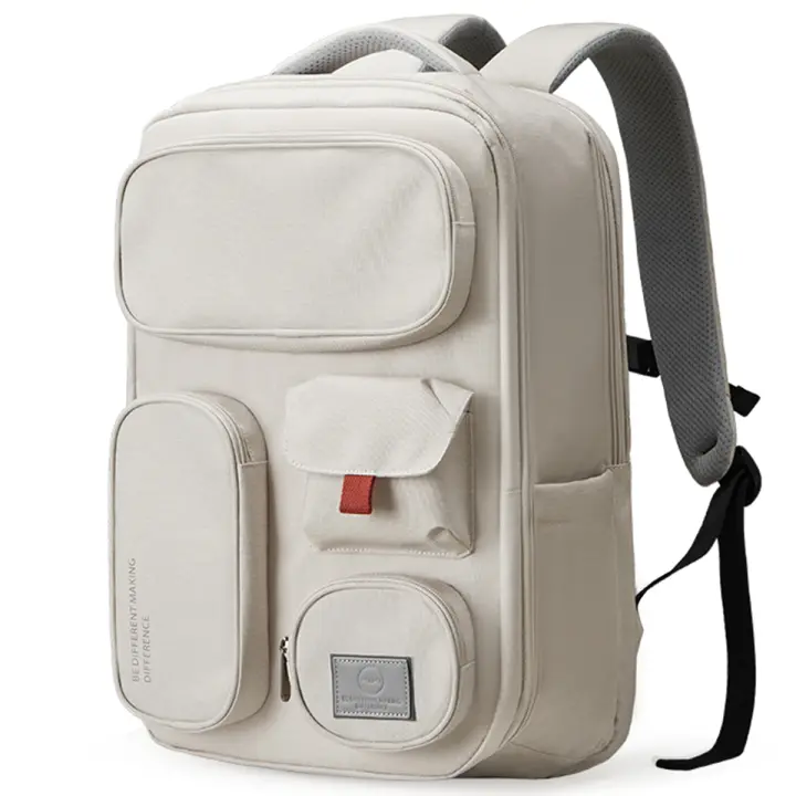 Mochila Mixi Exterior Impermeable Para Viajes 18 Pulgadas Rucksack Unisex Con Compartment Para Laptop Colores Blanco Negro Azul - 1