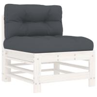 vidaXL Sofá central con cojines madera maciza de pino Pino natural, Pino blanco, Pino gris Conjunto Terraza Muebles Jardín Exterior Juego de Muebles de jardín Mueble Jardín Exterior Muebles de Salon Exterior - details 3