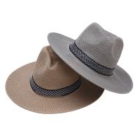 Sombrero De Paja Para Hombre Y Mujer Sombrero De Playa Jazz Panama Fedora Con Alas Anchas Protección Solar Para Viajes Y Ocio - details 0