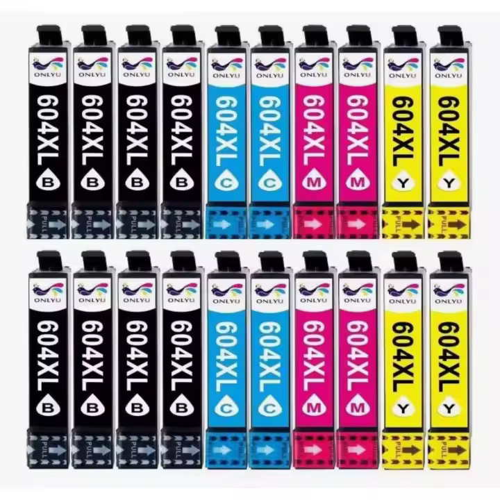 Epson 604XL Pack de 20 Cartuchos de Tinta C13T10H64010, cartuchos para epson compatibles, 8 negros, 4 magenta, 4 cyan, 4 amarillos, validos para impresoras epson: XP2200, XP2205, XP3200, XP4200, XP4205, WF2910, WF2930, WF2935, WF2950, Cartuchos de tinta - 1