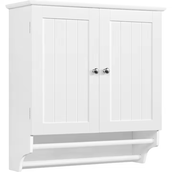 Armario de Pared de 2 Niveles para baño, de Madera, con Estante Ajustable en Altura - 1