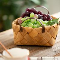 Cesta De Almacenamiento Para Escritorio Hecha De Bambú Tejida a Mano Cesta De Frutas Y Vegetales Con Mango Organizador Decorativo Para Rituales Y Costumbres - details 6