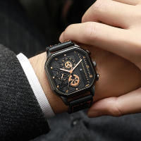 Reloj De Cuarzo Para Hombre Con Correa De Cuero Moda Casual Cuadrado Regalo Ideal Reloj De Pulsera Para Novio Sin Impermeable - details 5