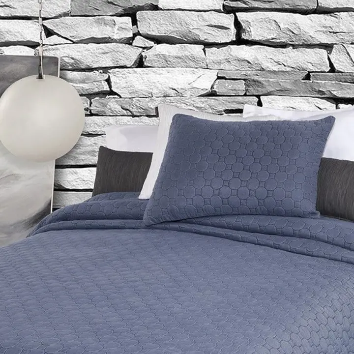 Manterol Outlet - Colcha bouti stone wash efecto lavado con fundas de cojín. Cubrecama ideal para primavera, verano y entretiempo. Colcha fina, extra suave y ligera. - 1