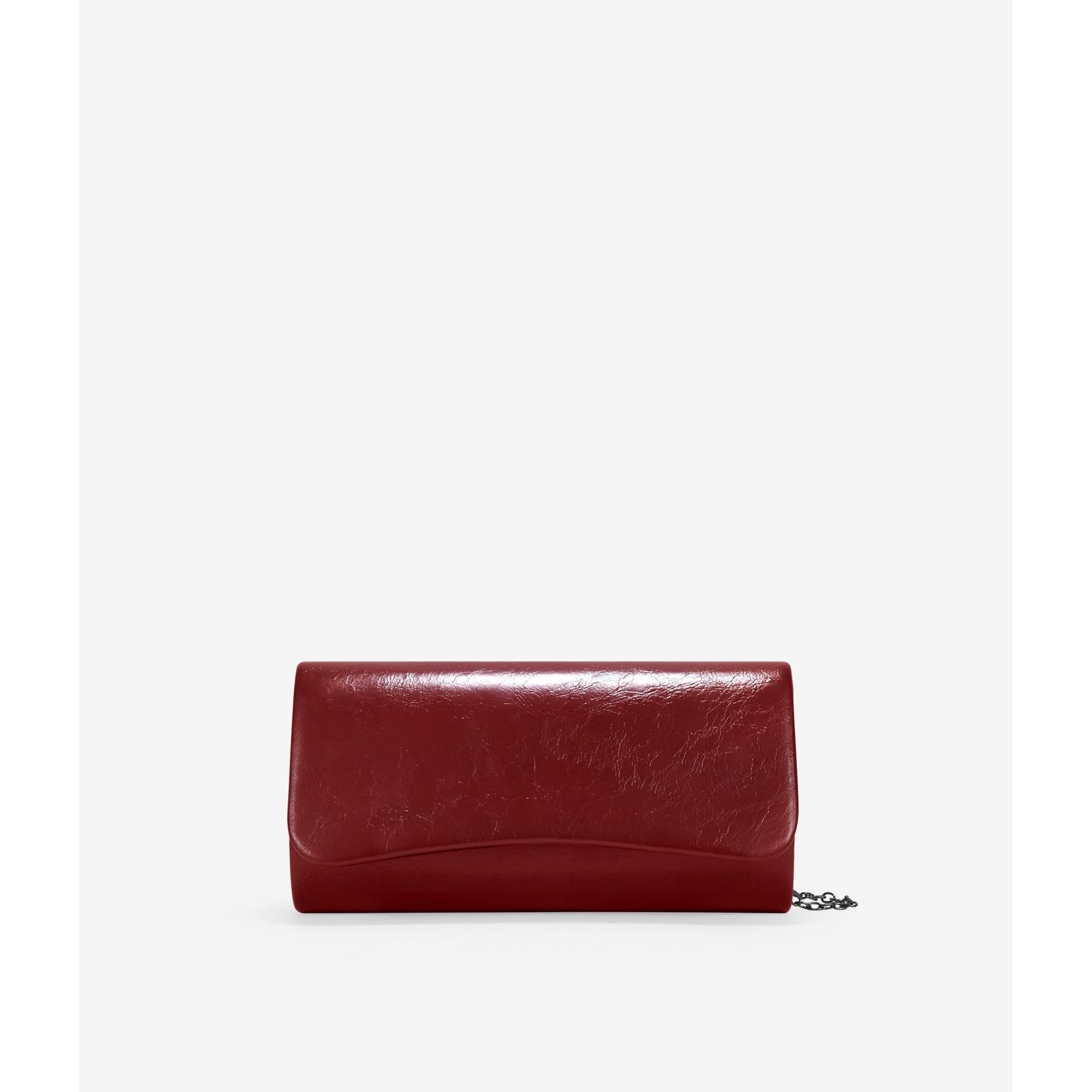 Bosanova Bolso pequeño de fiesta estilo clutch para mujer color marrón metalizado con solapa asimétrica y asa cruzada de cadena extraíble. Cierre con imán.