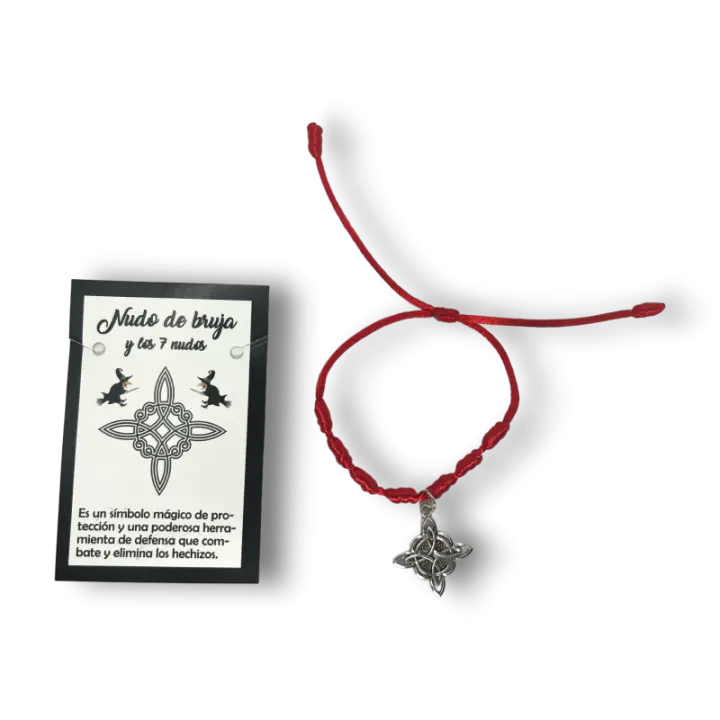 Pulsera Nudo de Bruja y 7 nudos cuerda roja - HOSTENATURA - 1