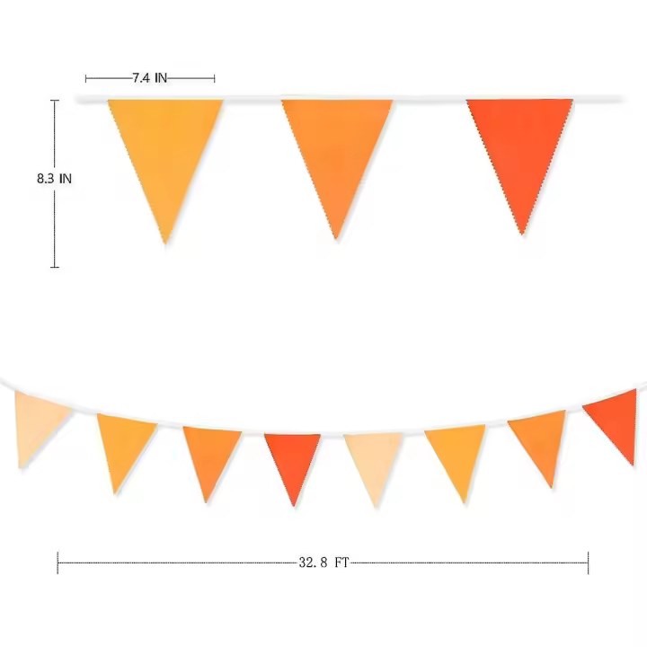 Guirnalda triangular de algodón de 36 piezas, 10 m, ideal para decorar bodas, cumpleaños, fiestas de Acción de Gracias (naranja) - 1