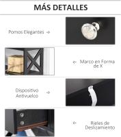 Entryway Console Table Reception with 2 Drawers and 2 Lower Shelves, Modern Furniture Raised Base, Anti-Roll 100 x 30.5 x 80 cm, Black - details 1