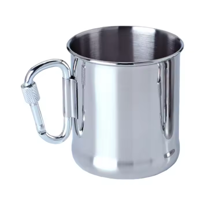 Taza De Acero Inoxidable Para Camping 250ml-500ml Con Mango Y Carabiner Para Senderismo Viajes Y Expediciones Al Aire Libre - 1