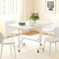 HOMCOM Mesa Plegable de Comedor para 4-6 Personas Mesa de Comedor Plegable con Ruedas y Alas Abatibles Mesa Abatible para Cocina Salón 120x80x73 cm Roble - details 1