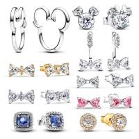 Pendientes De Estudio Mickey Mouse Disney 2024 Para Mujer Accesorios Exquisitos Joyería De Moda Material De Cobre Zirconia Cubica - details 1