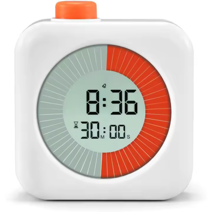 Temporizador visual digital 3 en 1 de 60 minutos con cuenta regresiva y rotación, con pantalla LCD, herramienta educativa para la gestión del tiempo Pomodoro, color blanco - 1
