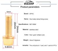 IIIPRO 6 Pcs Tornillos De Fijación De Caliperos De Freno Disco Para Bicicleta MTB Acero Inoxidable M6x18mm Herramientas De Reparación De Bicicletas - details 0