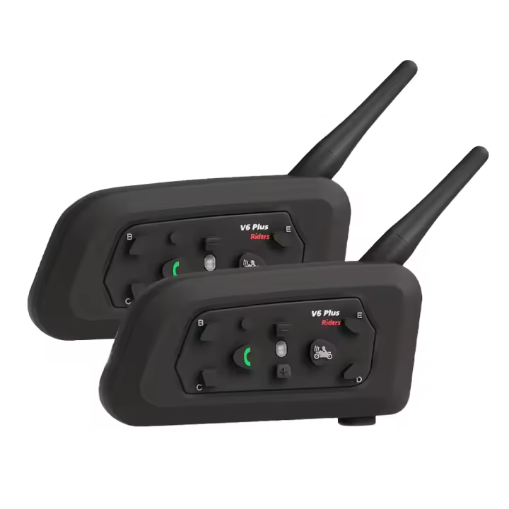 Auriculares para Casco Moto - Serie V6plus, 97db Sensibilidad, IPX Impermeable, 1500m de Alcance, Función de Voz Inteligente - 1