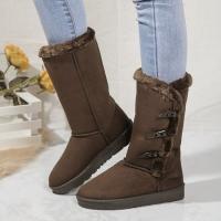 Botas De Nieve Clásicas De Peluche Para Mujer Botines De Piel De Oveja Calientes Invierno Nuevo 2024 Botines De Almohadilla De Poliuretano Suela De Madera Botas De Rodilla Alto Material De Suela De Terciopelo - details 12