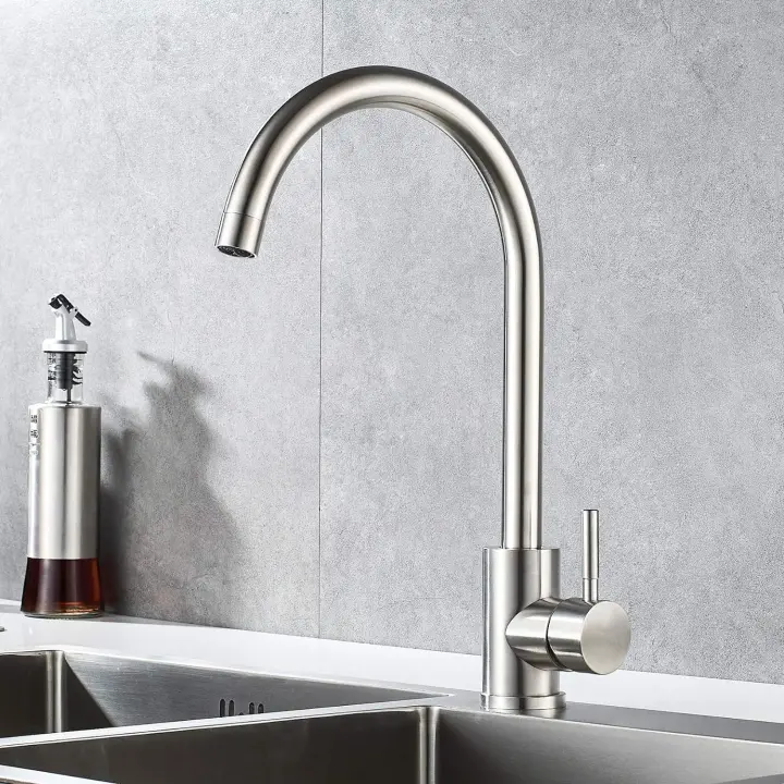 Grifo Flexible de acero inoxidable para fregadero de cocina, mezclador de agua fría y caliente, con un solo Mango, extraíble, montado en cubierta, 304 - 1