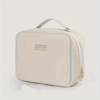 Bolso De Maquillaje De Viaje 1pc PU Cuero Doble Capa Bolsa De Cosméticos Transparente Con Cremallera Gran Tamaño Para Mujeres - details 1