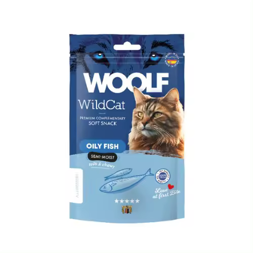 Snack para gatos semihúmedo de Pescado 50gr Woolf Wildcat - Sabrosa opción natural para su mascota - 1