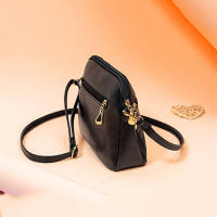 Bolso De Hombro Para Mujer En Cuero PU Sólido Moda Bolso Cruzado Small Bolsas Femininas Con Cierre De Cremallera Y Decoración De Flores - details 11