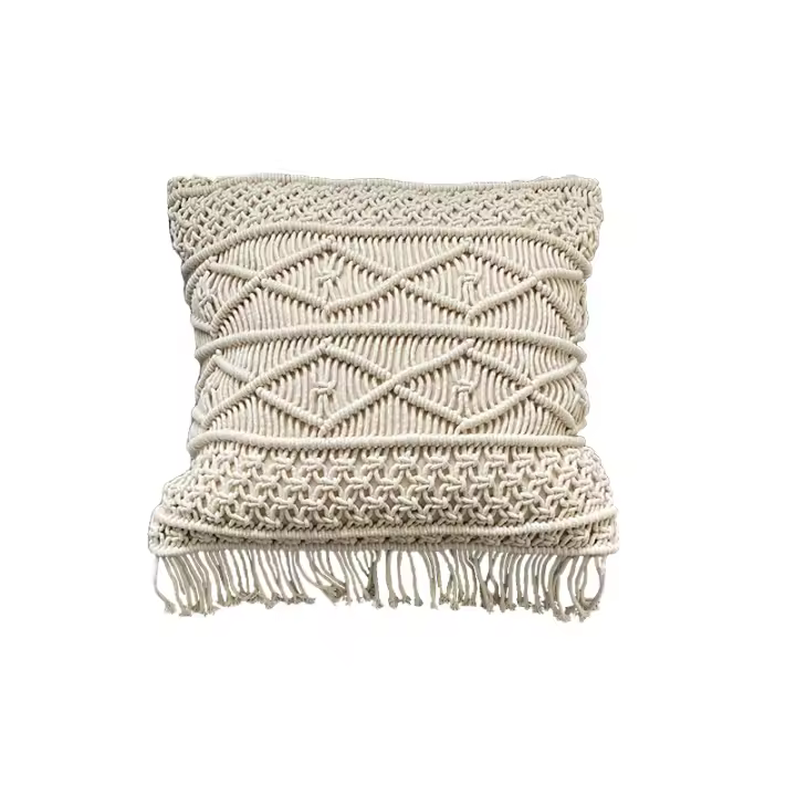 MEVAK LIVING - Funda de cojín de algodón de macramé - 1