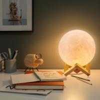 Lámpara De Luna Recargable 15cm 3D Impresión Luz De Noche LED Con Interruptor Táctil Decoración Para Dormitorio Colorido - details 11