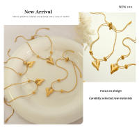 Joyería de mano con diseño de nicho de estilo francés de acero de titanio resistente a la decoloración para mujer, pulsera de corazón de melocotón con hebilla desmontable moderna y moderna,joyería femenina chapada en oro de acero de titanio resistente - details 8