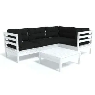 VIDAXL 3096377 juego de muebles de pino para uso exterior de 5 piezas color blanco con cojines antracita vida xl - 1