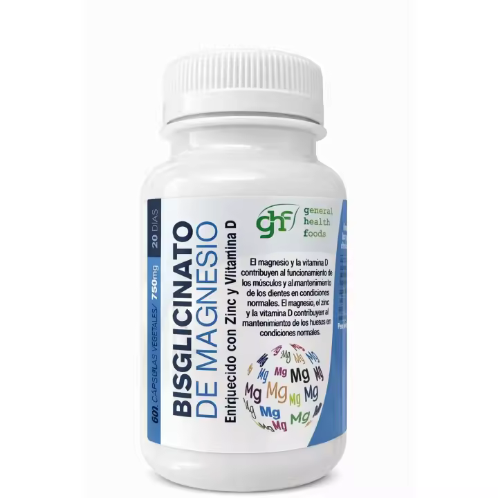 Magnesio Bisglicinato, Zinc y Vitamina D / ALTA ABSORCIÓN / 60 CÁPSULAS VEGANAS GHF - 1