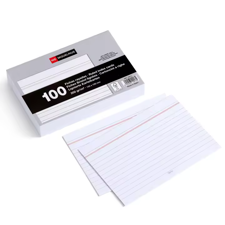 Miquelrius Fichas 100X150Mm 100 Fichas Rayado Horizontal Blanco - 1