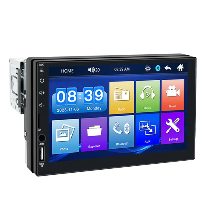 Reproductor Multimedia MP5 Para Coche HIPPBQCC 7" Pantalla Táctil De Espejo Link FM ISO Entrada De Alimentación Aux Bluetooth USB Para Cámara Trasera 1 Din - 1